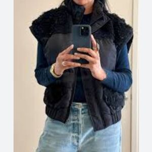 RACHEL Rachel Roy Black Textured Puffer Vest